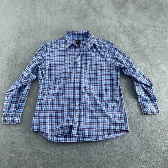 Jos. A. Bank Traveler Mens Long Sleeve Plaid Shirt  Fit L  5315 - Picture 1 of 7